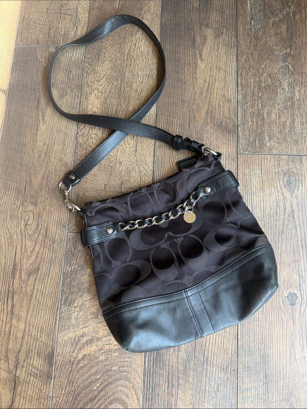 Coach Black Crossbody Shoulder Bag with Chain Accent
